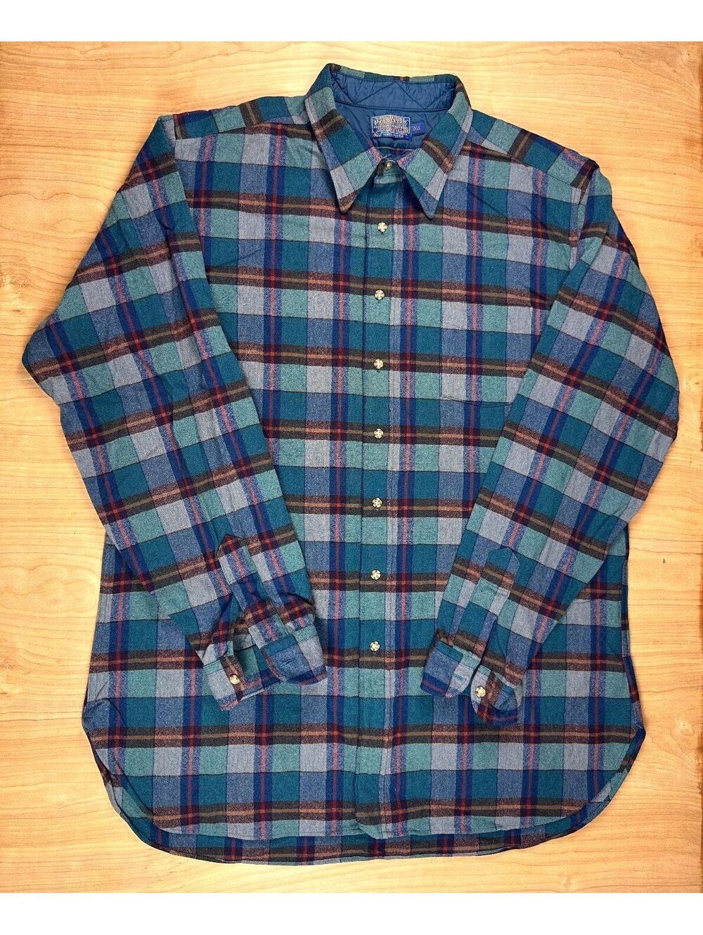 Vintage 80s Pendleton Wool Button Up Shirt xxlarge tall plaid made in usa gorp